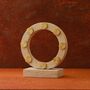 Travertine Ring Sculpture With Brass Studs, thumbnail 1 of 2
