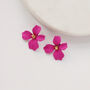 Fuchsia Pink Hand Painted Flower Shaped Stud Earrings, thumbnail 1 of 4
