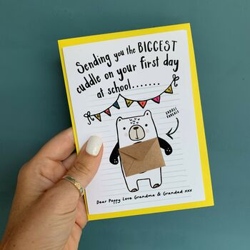 First Day Of School Cuddle Voucher Greeting Card, 4 of 7