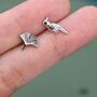 Sterling Silver Parrot And Ginkgo Leaf Stud Earrings, thumbnail 4 of 8