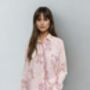 Victoria Long Sleeve Organic Pyjamas. Stripe/Rose Print, thumbnail 3 of 5
