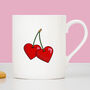 Valentine's Day Heart Cherries Personalised China Mug, thumbnail 1 of 3