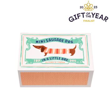 Mini Sausage Dog Soft Toy In A Little Matchbox, 3 of 5