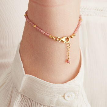 Pink Opal And Gold And Silver Beaded Bracelet, 4 of 11