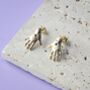 Mystic Hand Stud Earrings With Evil Eye Detail, thumbnail 2 of 5