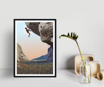 Rock Climber Wild Landscape Art Print, 2 of 3