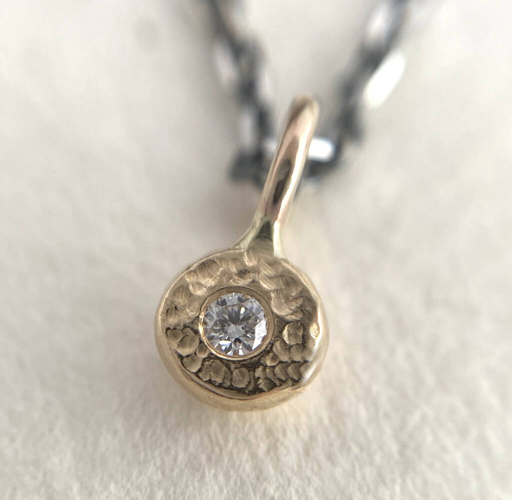 Little Diamond Textured Pendant Necklace By Sarah Hickey