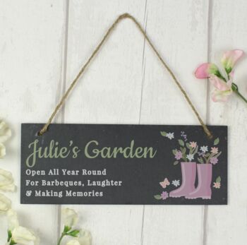 Personalised Floral Garden Slate Sign, 3 of 4