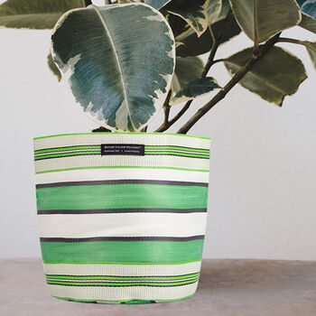 Striped Recycled House Plant Pot Covers Three Sizes, 8 of 12