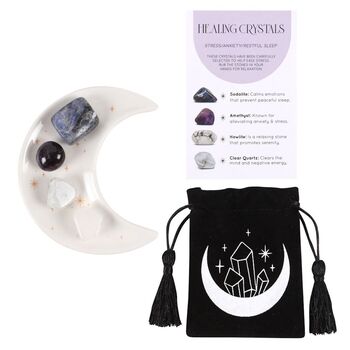 Stress Relief Healing Crystal Gift Set With Moon Dish, 2 of 3