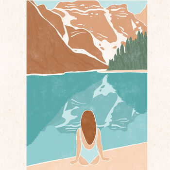 Rockies Reflections Wild Swimming A4 Art Print, 2 of 2