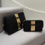 Personalised Stripe Saffiano Leather Cosmetic Makeup Toiletry Bag, thumbnail 2 of 5