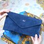 Monogram Suede Leather Envelope Clutch Bag, thumbnail 1 of 9