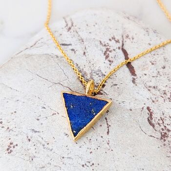 The Triangle Lapis Lazuli Necklace, Gold Plated, 10 of 10