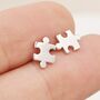 Sterling Silver Small Jigsaw Stud Earrings, thumbnail 2 of 12