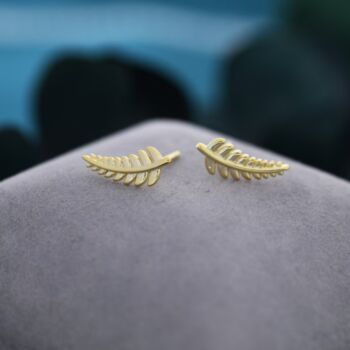 Sterling Silver Little Fern Leaf Stud Earrings, 2 of 12