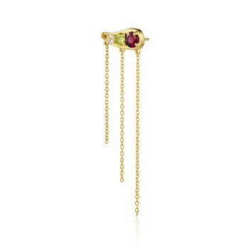 Single Tassel Chain Gemstone Ear Climber Earring, 2 of 4