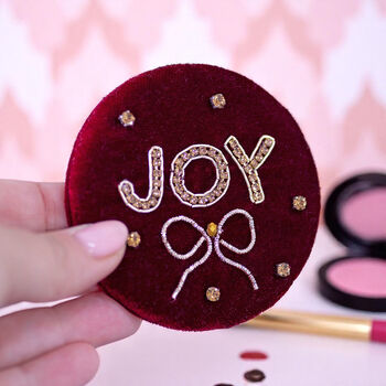 Bow Gift Set – Velvet Compact Mirror And Gold Bow Studs, 3 of 3