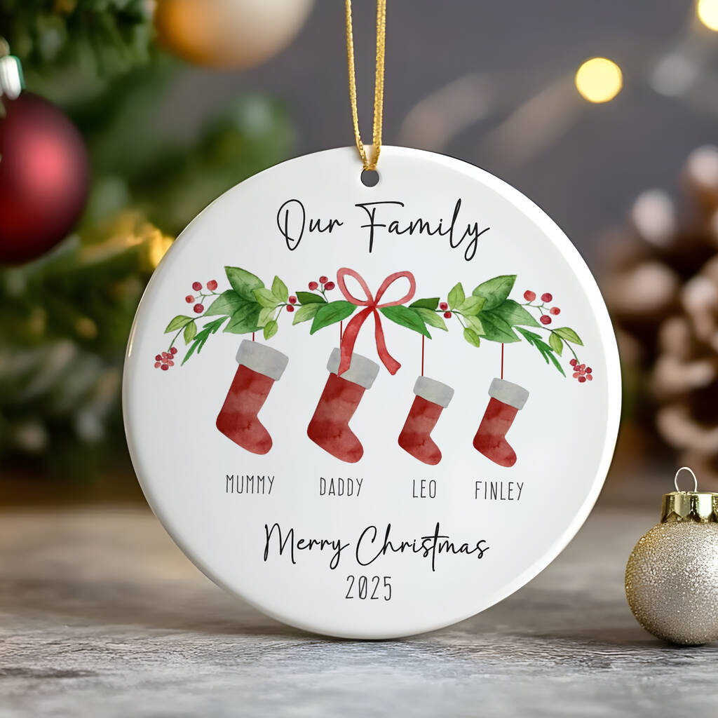 Personalised Christmas Stockings Family Bauble, 1 of 5