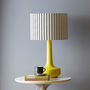 Bell Bottom Table Lamp In Yellow With Ticking Shade, thumbnail 1 of 2