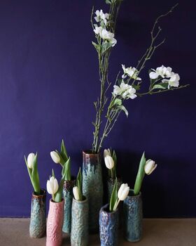 Hand Made Turquoise Ceramic Tall Vase, 3 of 10