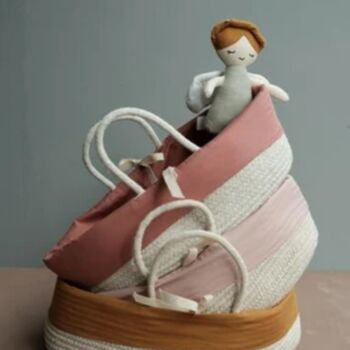 Organic Cotton Doll Rope Basket In Ochre, 3 of 4
