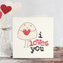 I Loves You Fun Character Anniversary Love Card, thumbnail 1 of 3