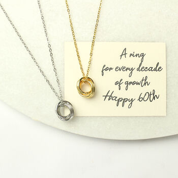 60th Birthday Six Rings Necklace, One For Each Decade, 8 of 12