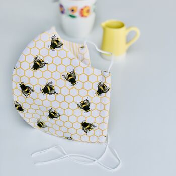 Face Mask Honeycomb Bees/Stripes Cotton Hand Made, 3 of 3