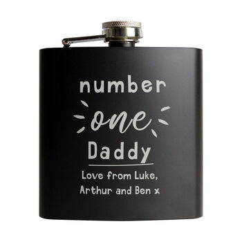 Personalised Number One Black Hip Flask, 2 of 4
