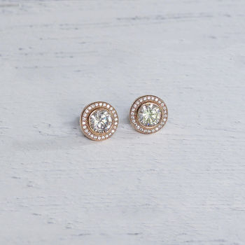 Rose Gold Swarovski Crystal Earrings, 4 of 6