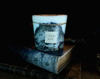 Marble Effect Concrete Design Two Wick Pillar Candle, 2 of 2