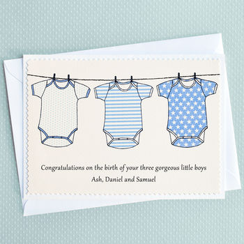 New Baby Triplets Girls / Boys Personalised Card, 3 of 4