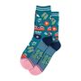 Women's Gardening Bamboo Socks Teal, thumbnail 4 of 4