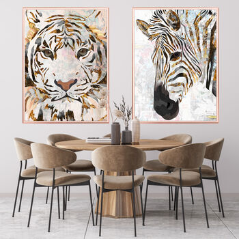 Textured Grunge Zebra Gold White Wall Art Print, 2 of 7