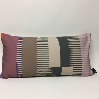 Combed Stripe Cushion Raspberry, Lilac + Terracotta, 6 of 6