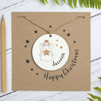 Personalised Angel Tree Decoration Christmas Card, 4 of 6