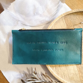 'Personal Message' Handmade Leather Purse, 10 of 12