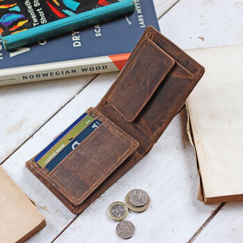 Personalised Mens Leather Wallet With Coin Pouch, 3 of 12