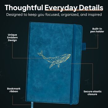 Blue Whale A4 Journal With Strap, Bookmark And Pen Holder, 6 of 7