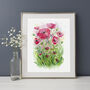 Pink Poppies Watercolour Fine Art Print, thumbnail 2 of 6