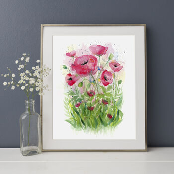 Pink Poppies Watercolour Fine Art Print, 2 of 6