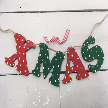 Personalised Garland Nordic Xmas Wooden Letter Bunting, 2 of 4