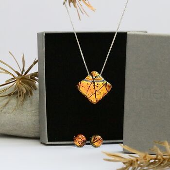 Orange Glass Sterling Silver Pendant Necklace, 8 of 12