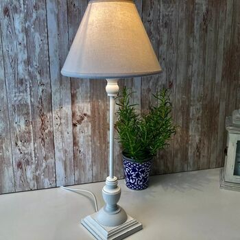 54cm Slim White Wooden Table Bedside Lamp With Shade 54cm Home Decor, 11 of 11
