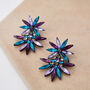 Peacock Cluster Blue And Purple Chandelier Earrings, thumbnail 3 of 3