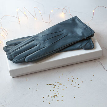 Blue Soft Lined Leather Gloves, 2 of 11