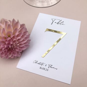 Modern Wedding Table Numbers Gold Or Silver Foil, 9 of 12