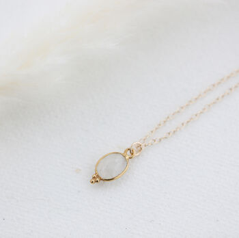 Gold Oval Dotted Gemstone Pendant Necklace, 7 of 11