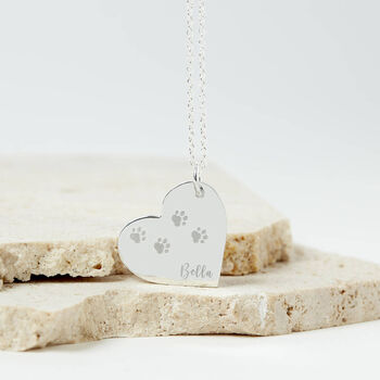Personalised Dog Remembrance Silver Heart Necklace, 3 of 12